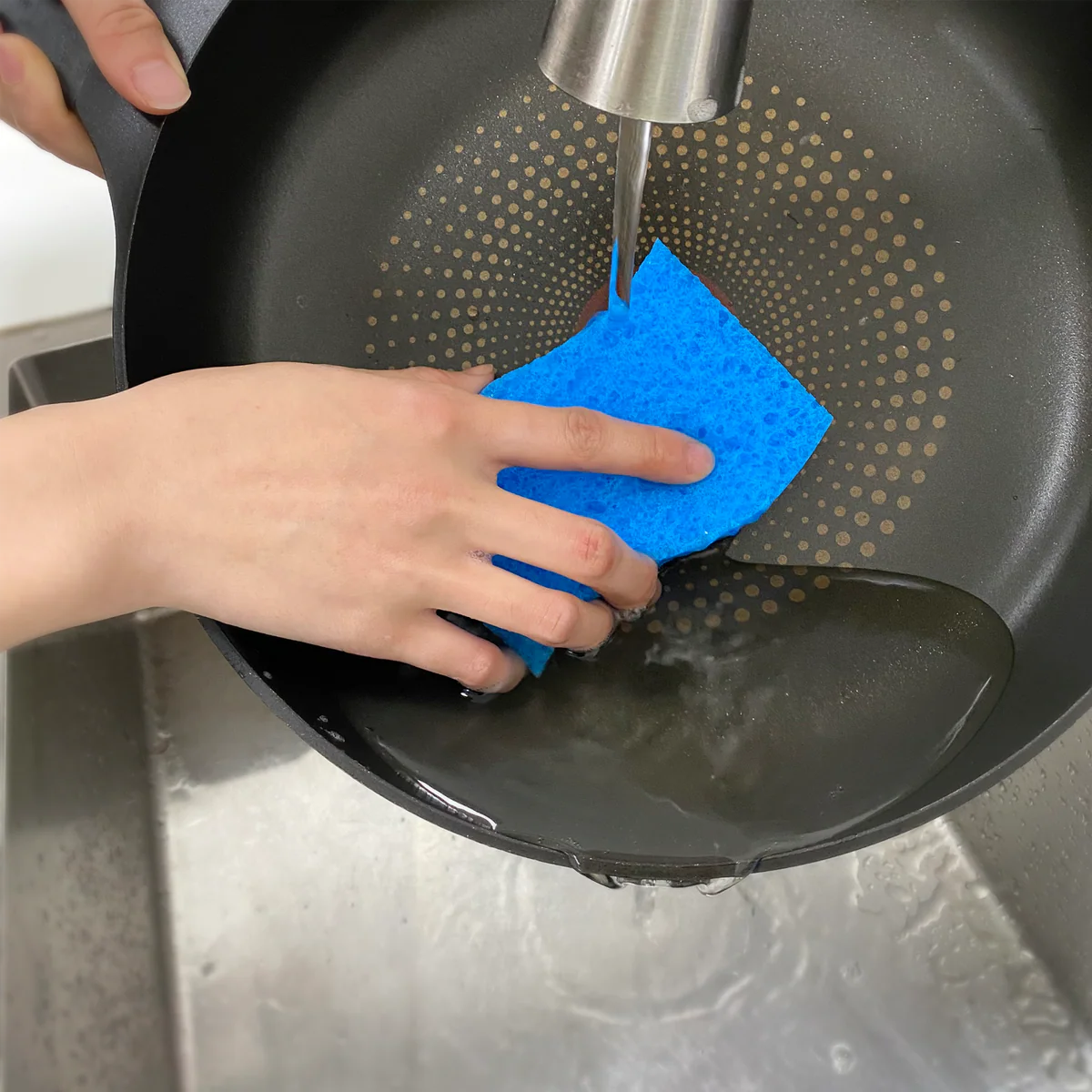 All Set Non Scratch Cellulose Sponge Scourers 3 Pack - 20mm x 74mm x 115mm - Blue - Gentle on Surfaces - Image 5