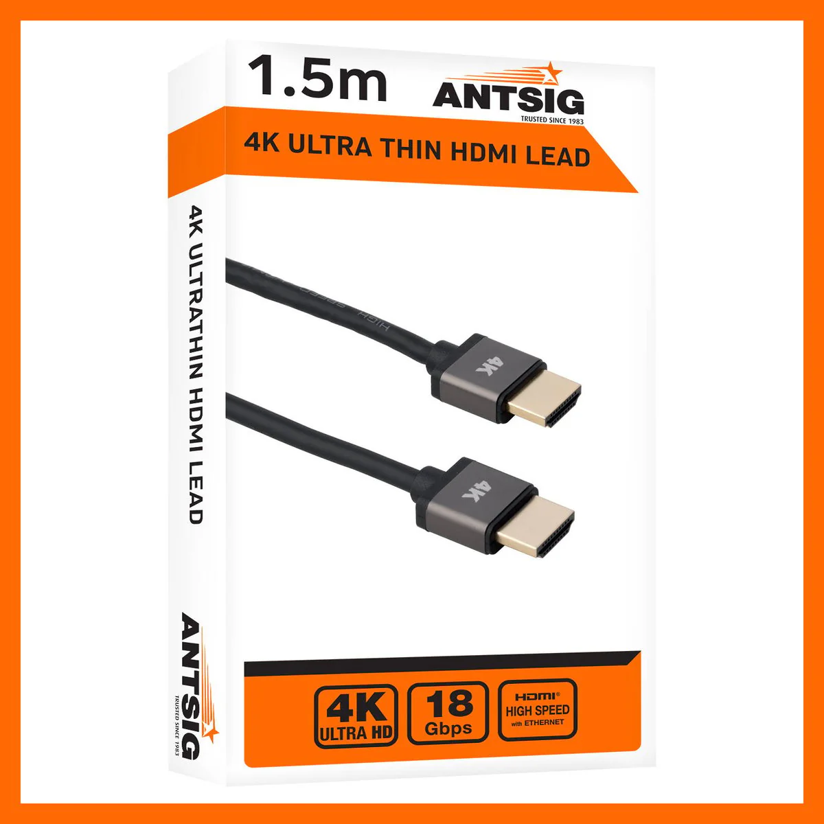 Antsig 1.5m 4K Ultra Thin HDMI Lead - 18Gbps - Gold-Plated Connectors - Image 3