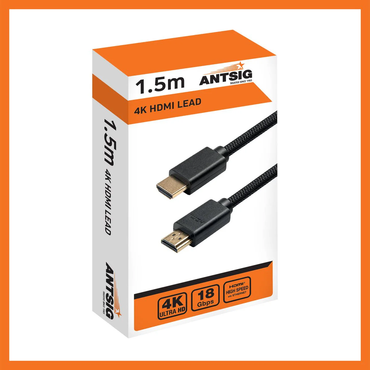 Antsig 1.5m HDMI Braided Cable - 4K 60Hz - Durable Nylon - 18 Gbps - Image 3