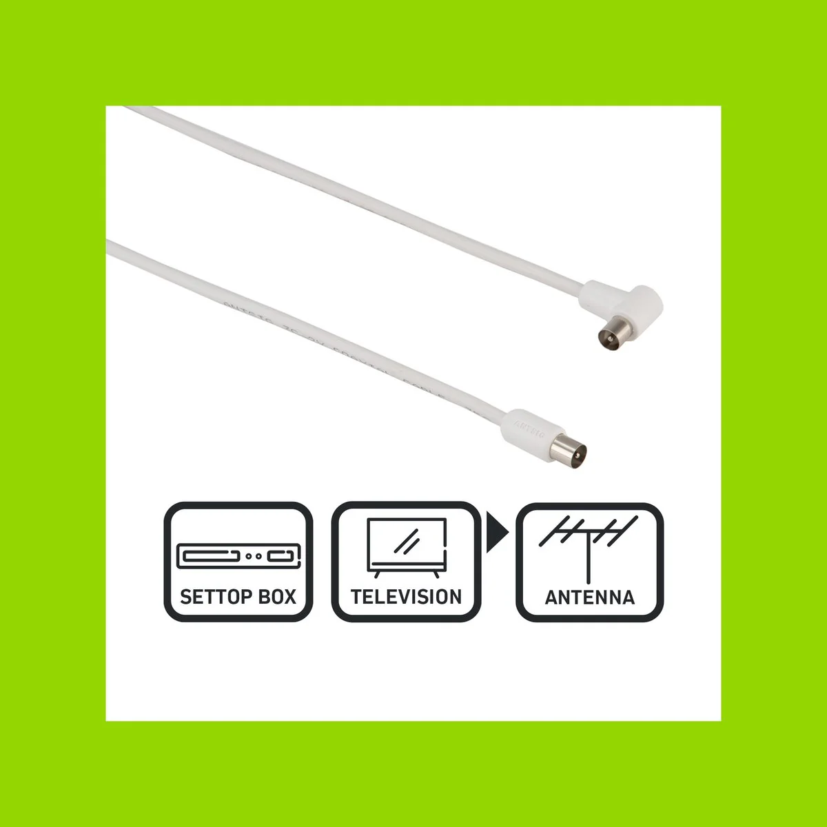 Antsig 1.5m White Right Angled PAL TV Lead - Dual Shielded Coaxial Cable - Image 3