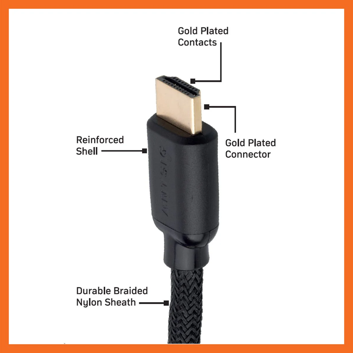 Antsig 10m HDMI Braided Cable - 4K 60Hz - Durable - Gold Plated - Image 4