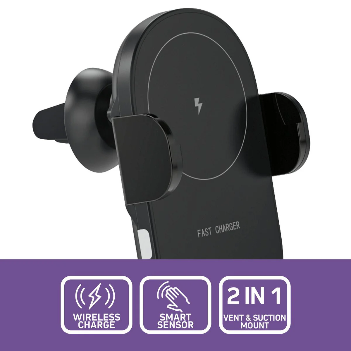 Antsig 15W Wireless Car Charger - Automatic One-Hand Operation - Vent & Suction Mount - 110mm x 50mm x 70mm - Image 4