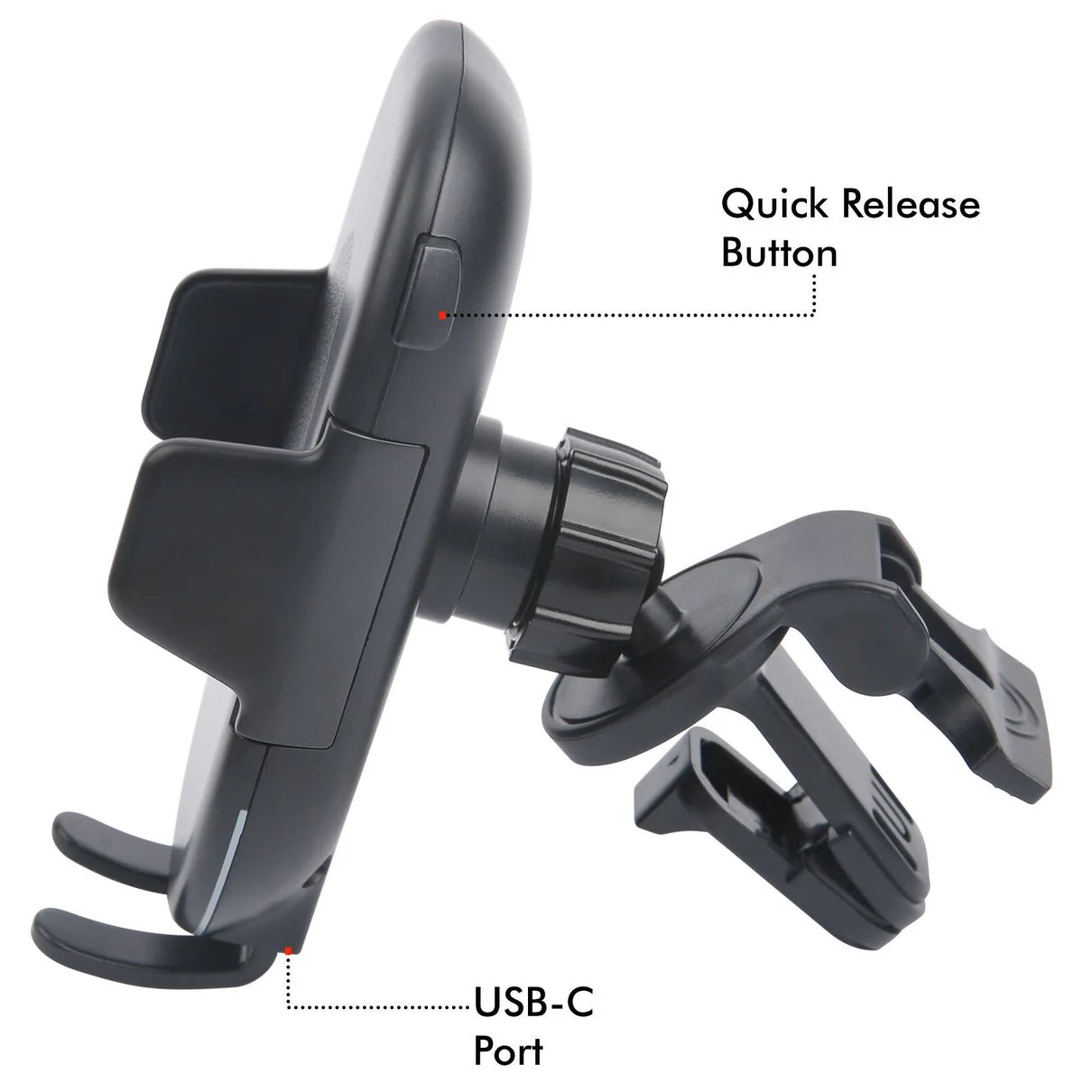 Antsig 15W Wireless Charger Car Vent Mount - Black - Adjustable Feet - Image 3