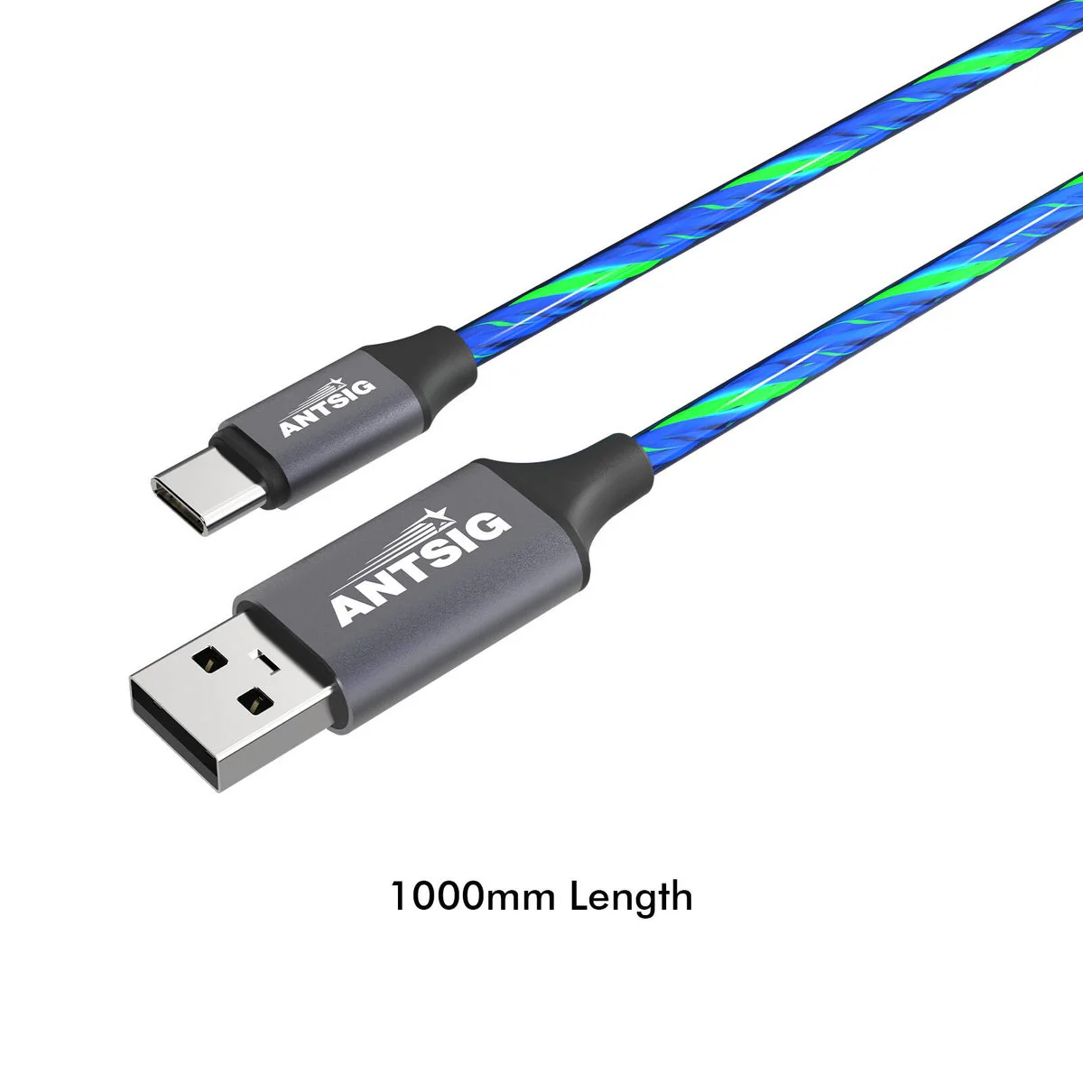 Antsig 1m USB A to USB C Light Cable - Flowing Light Effect - 1 Meter - Image 5