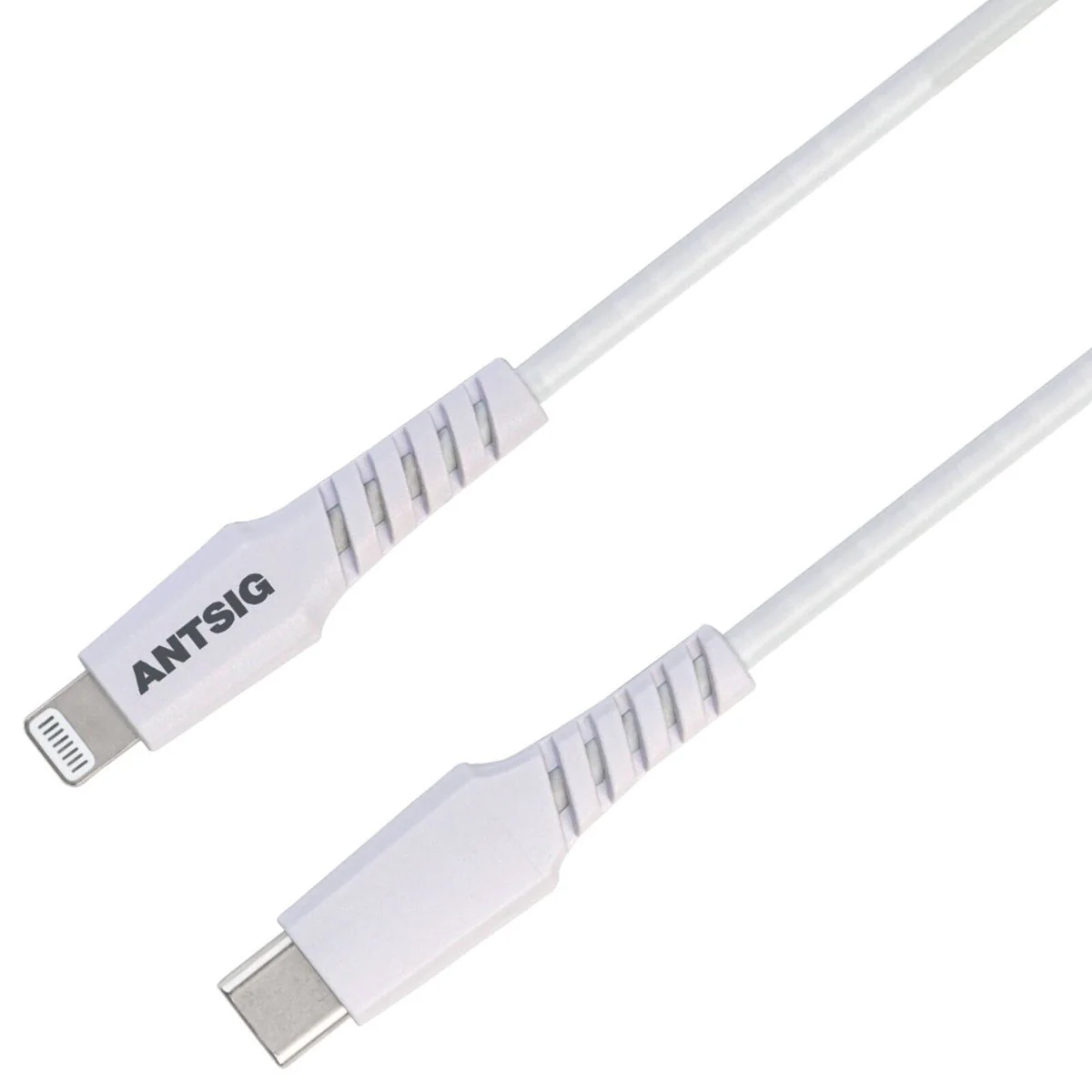 Antsig 1m USB C to Lightning Cable - White - 18W Fast Charging - Durable
