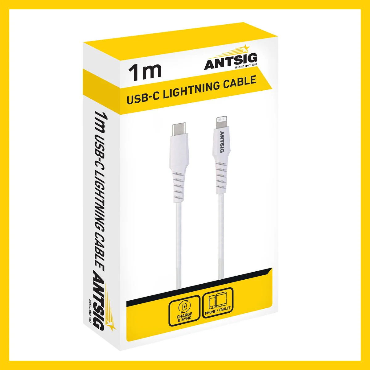 Antsig 1m USB C to Lightning Cable - White - 18W Fast Charging - Durable - Image 3