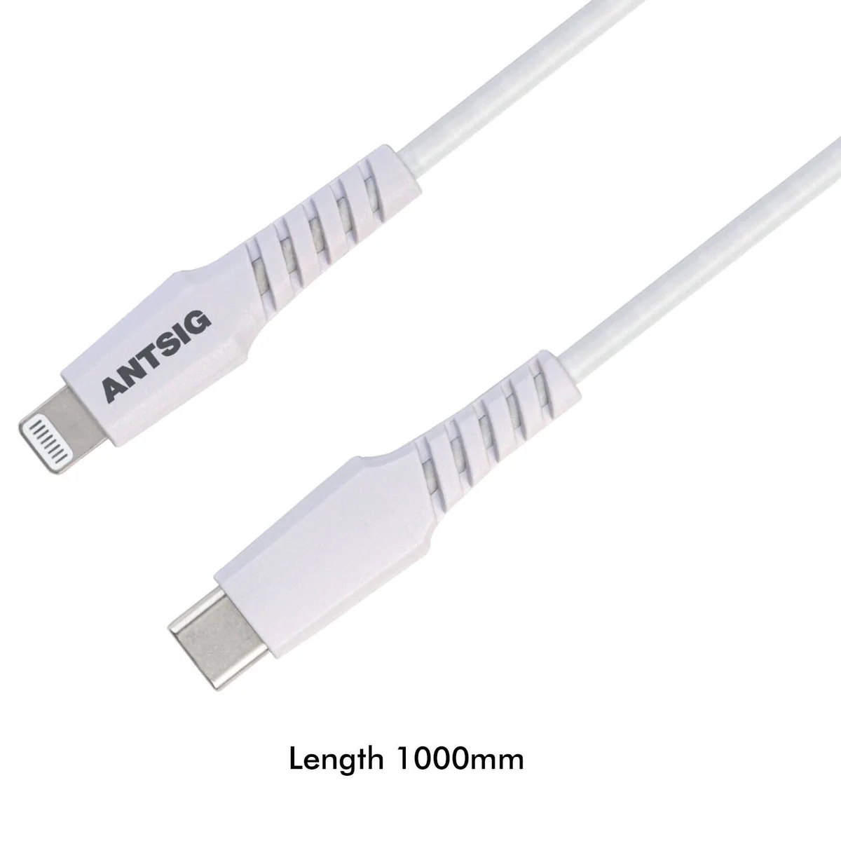 Antsig 1m USB C to Lightning Cable - White - 18W Fast Charging - Durable - Image 5