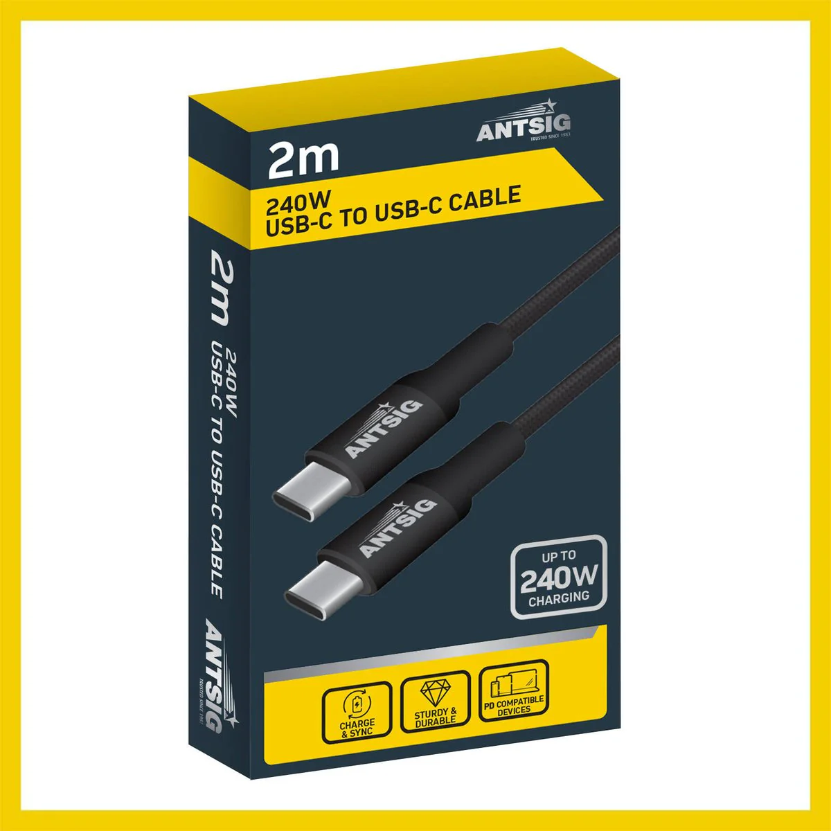 Antsig 2m 240W USB C to USB C Cable - Durable Charging & Connectivity - Image 3