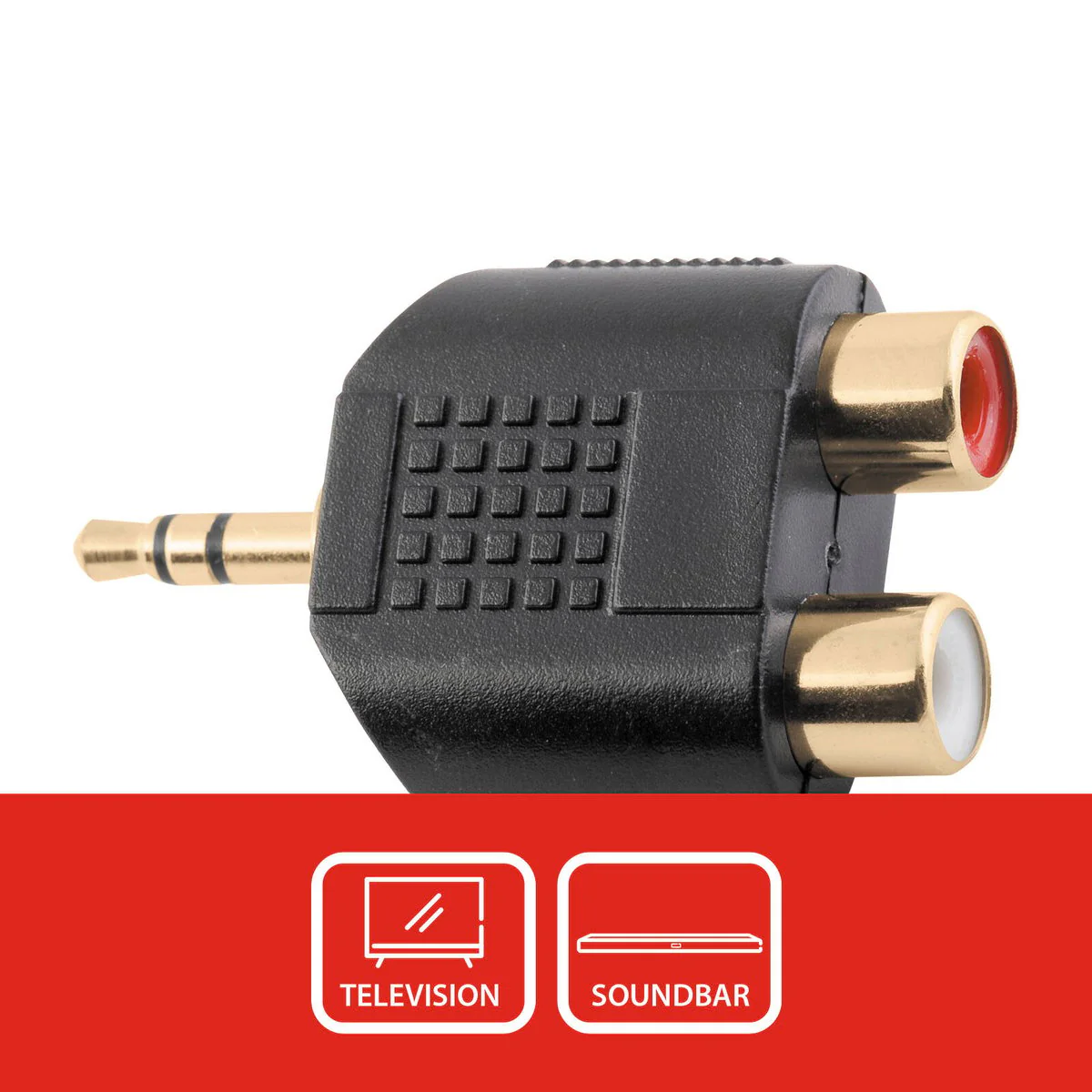 Antsig 3.5mm Plug Dual RCA Audio Adaptor - Bi-Directional - Compact - Image 2
