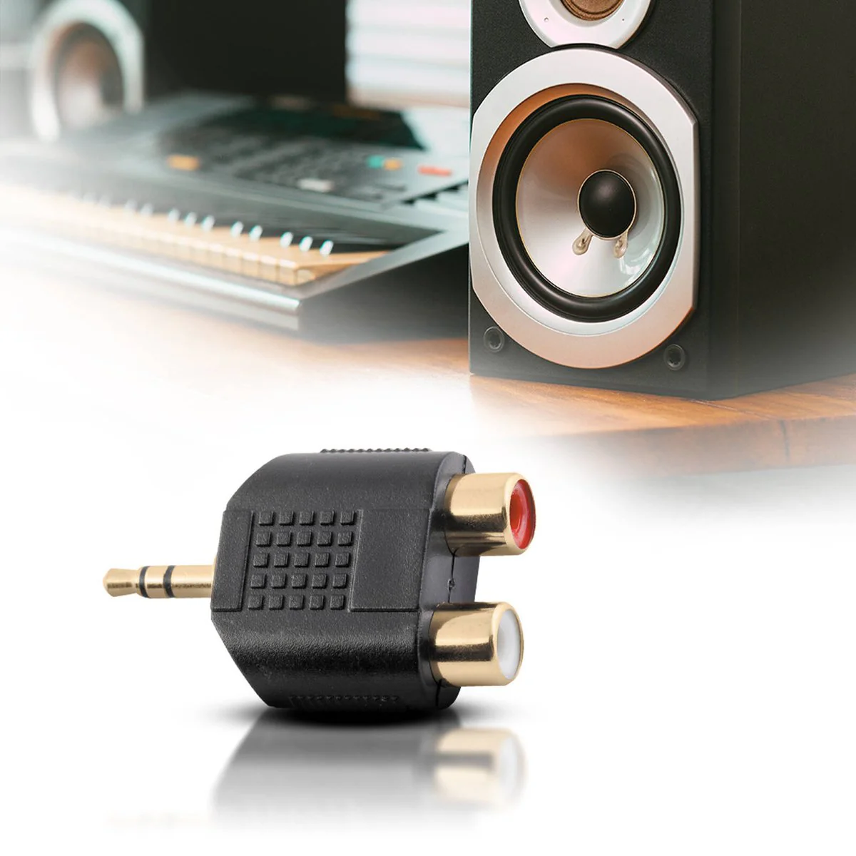 Antsig 3.5mm Plug Dual RCA Audio Adaptor - Bi-Directional - Compact - Image 3