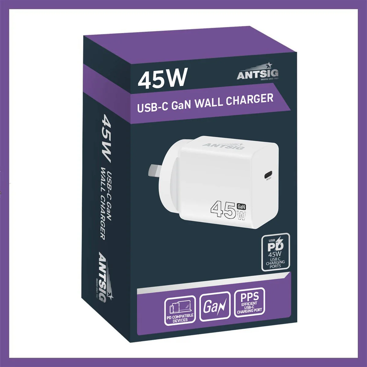 Antsig 45W USB-C GaN Wall Charger - Compact - Fast Charging - White - Image 3