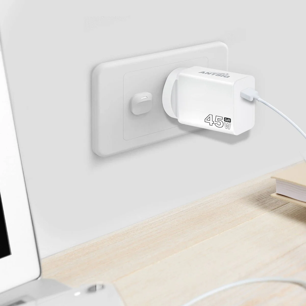 Antsig 45W USB-C GaN Wall Charger - Compact - Fast Charging - White - Image 4
