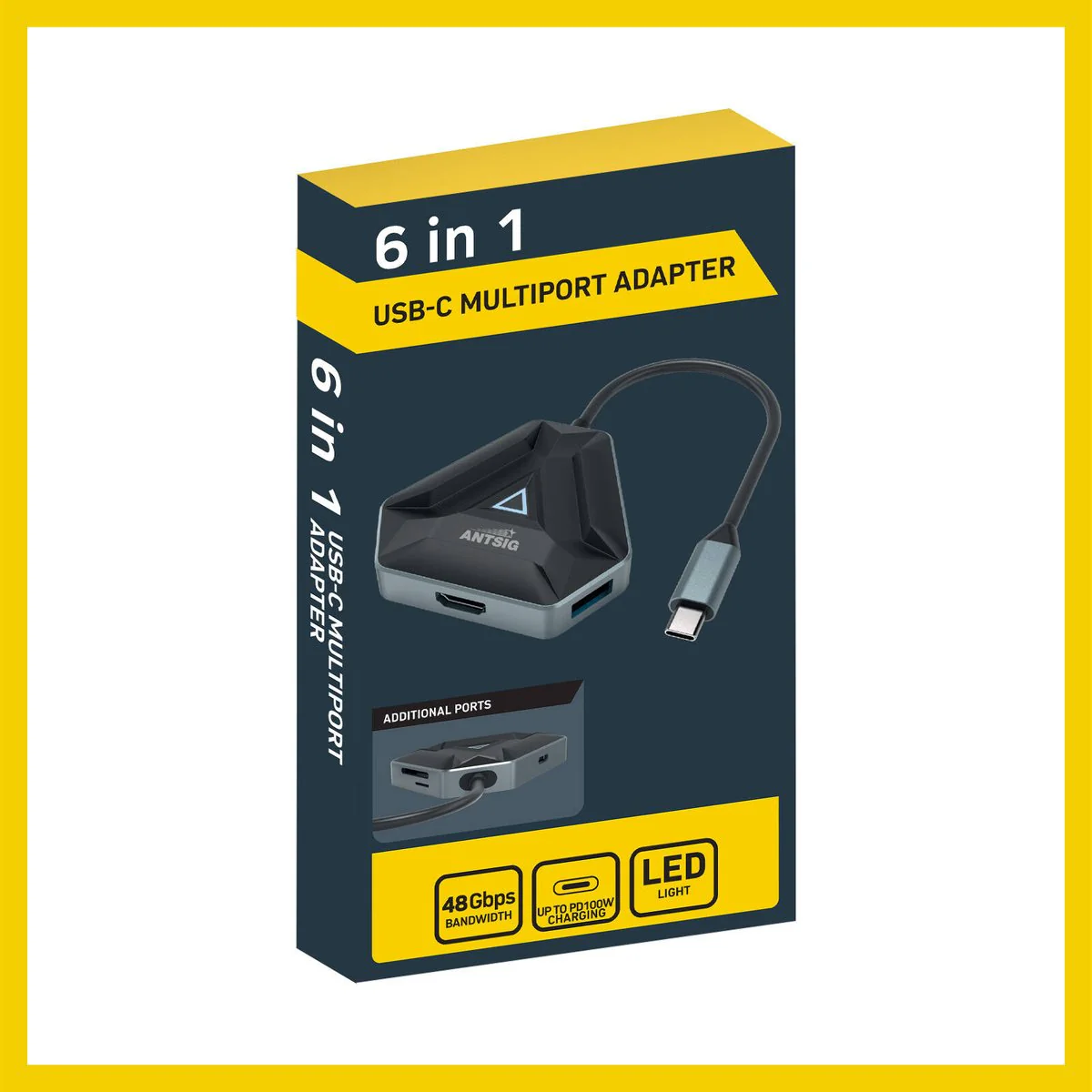 Antsig 6 in 1 USB C Multiport Adapter - 8K HDMI - USB-A - Black - Image 4