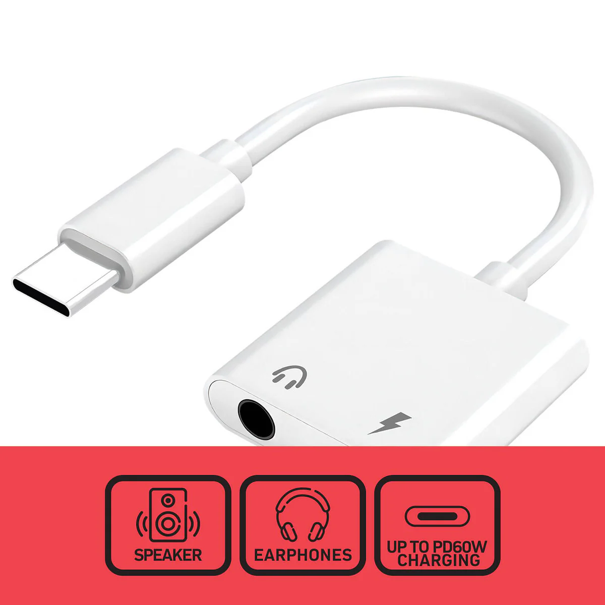 Antsig 60W USB-C Audio Adapter AP5761 - White - Fast Charging - Compact Design - Image 2