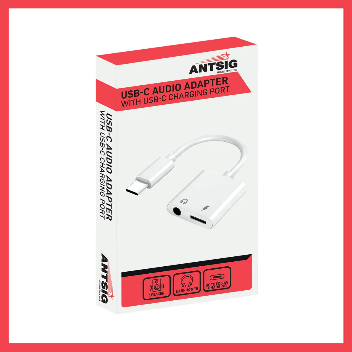 Antsig 60W USB-C Audio Adapter AP5761 - White - Fast Charging - Compact Design - Image 3