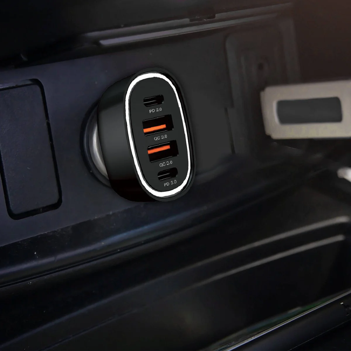 Antsig 80W Multi Port USB Car Charger - 4 Devices - Compact - Black - Image 5