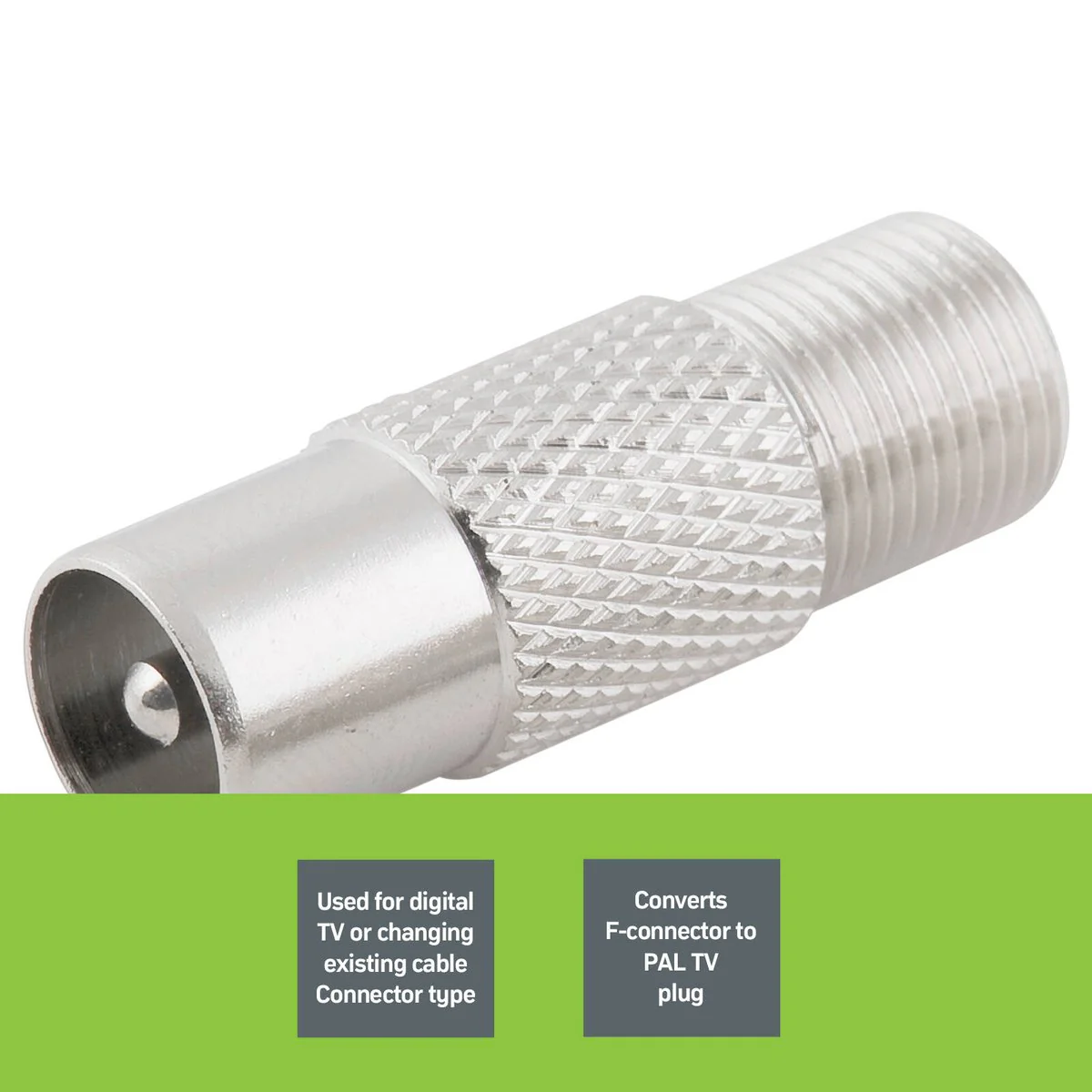 Antsig F Socket to Pal Plug - Coaxial Cable Joiner - 5mm x 27mm x 10mm - Durable - Image 2