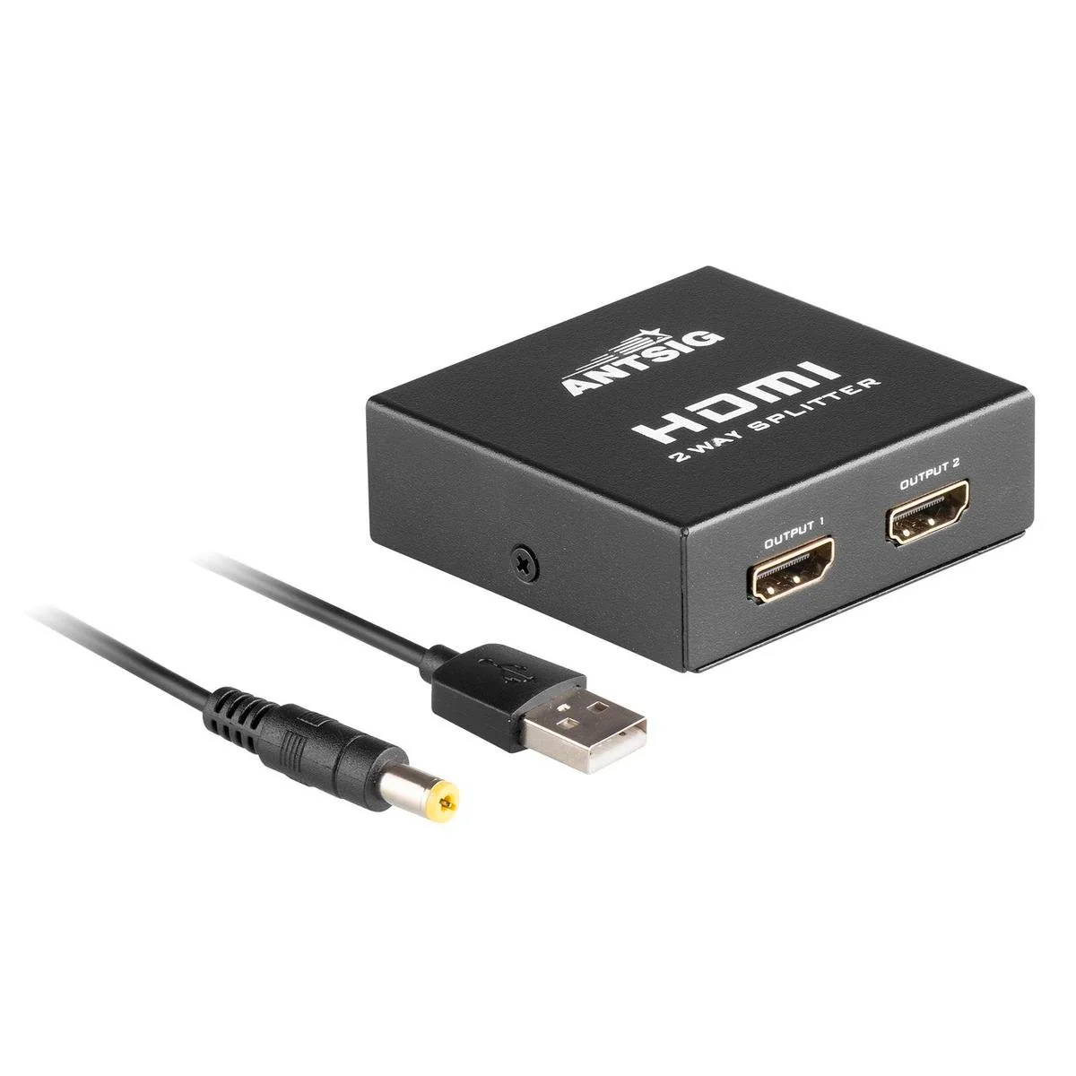 Antsig HDMI 2 Way Splitter - 1 Input to 2 Outputs - Metal - 4K Compatible
