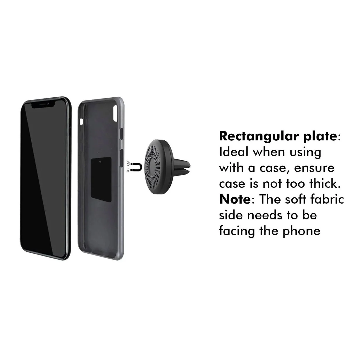 Antsig Magnetic Car Phone Holder Vent Mount - 4 Plates - 37mm x 37mm x 45mm - Black - High Strength Magnets - Image 3
