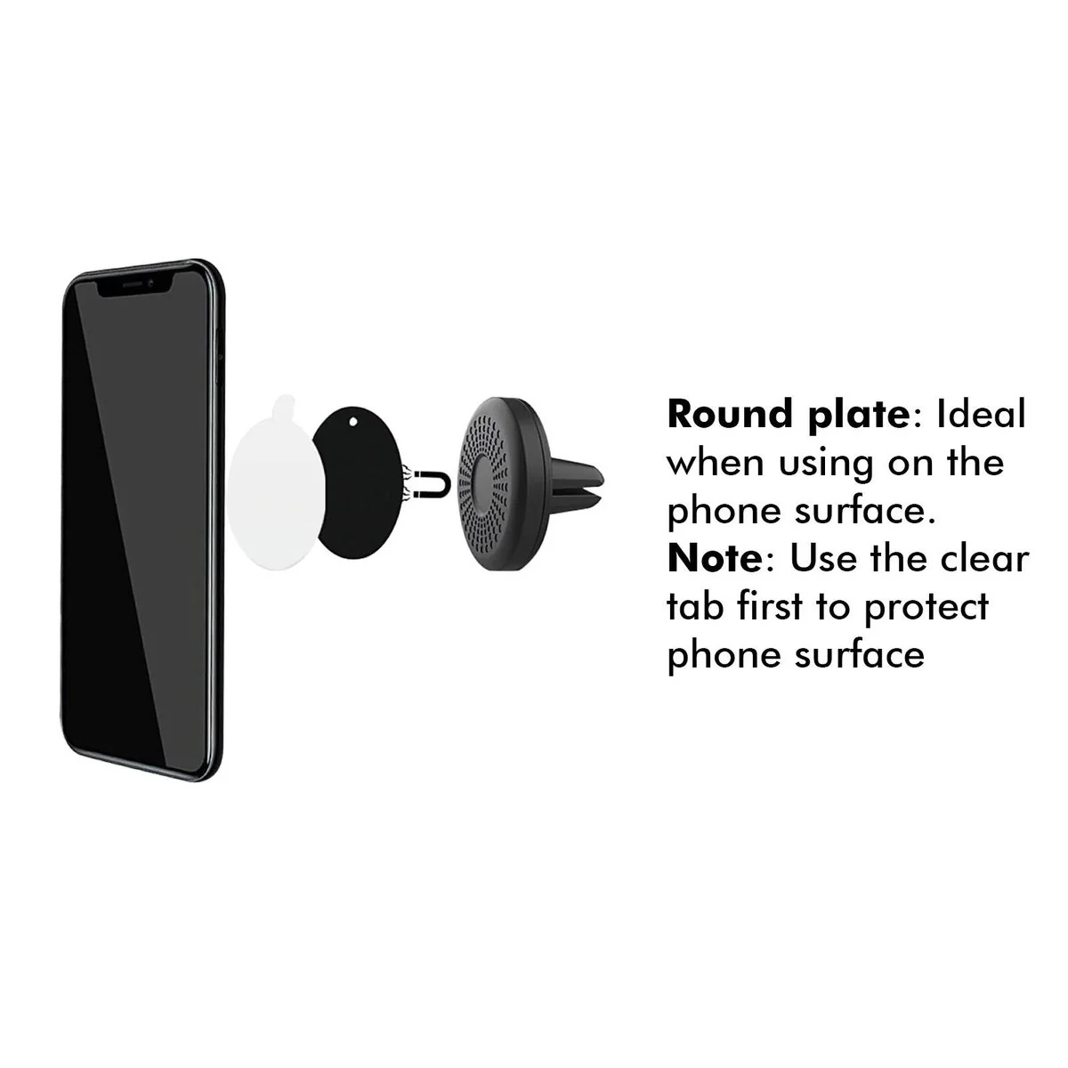 Antsig Magnetic Car Phone Holder Vent Mount - 4 Plates - 37mm x 37mm x 45mm - Black - High Strength Magnets - Image 4