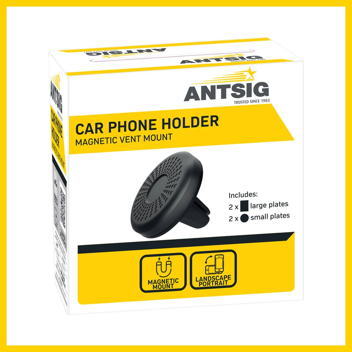 Antsig Magnetic Car Phone Holder Vent Mount - 4 Plates - 37mm x 37mm x 45mm - Black - High Strength Magnets - Image 5