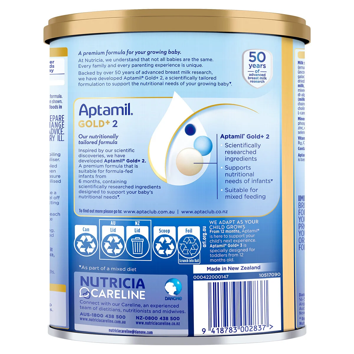 Aptamil Gold+ Stage 2 Infant Formula 6-12 Months 3 x 900g - Image 4