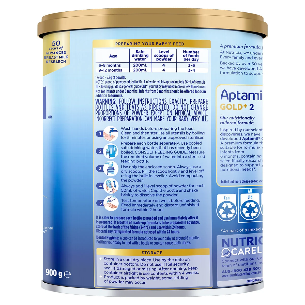 Aptamil Gold+ Stage 2 Infant Formula 6-12 Months 3 x 900g - Image 5