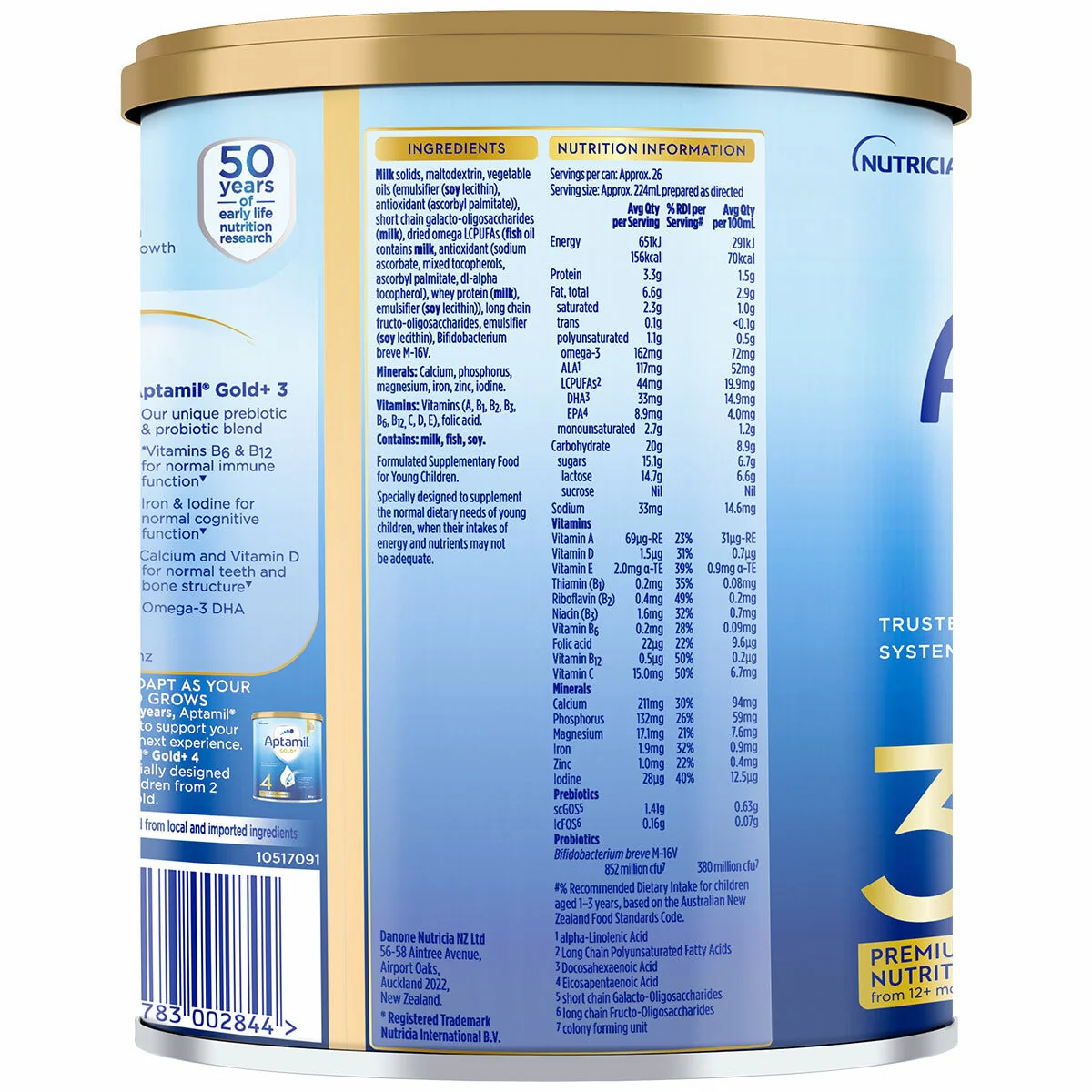 Aptamil Gold+ Stage 3 Toddler Formula 1 Year+ Gentle 3 x 900g - Image 3