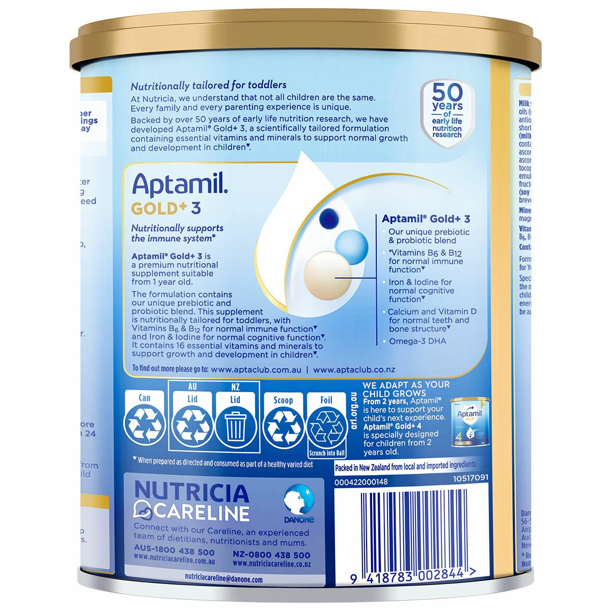 Aptamil Gold+ Stage 3 Toddler Formula 1 Year+ Gentle 3 x 900g - Image 4