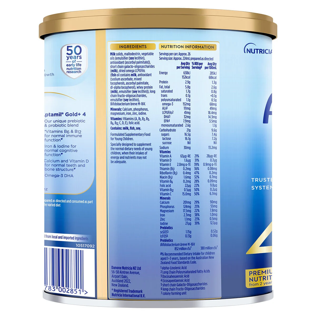 Aptamil Gold+ Stage 4 Toddler Formula 2 Years+ 3 x 900g - Image 3