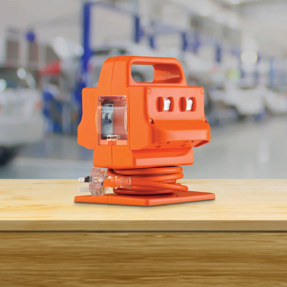 Arlec 10A 4 Outlet Heavy Duty Power Block 2m Cord - Orange - Safety Switch - Image 3