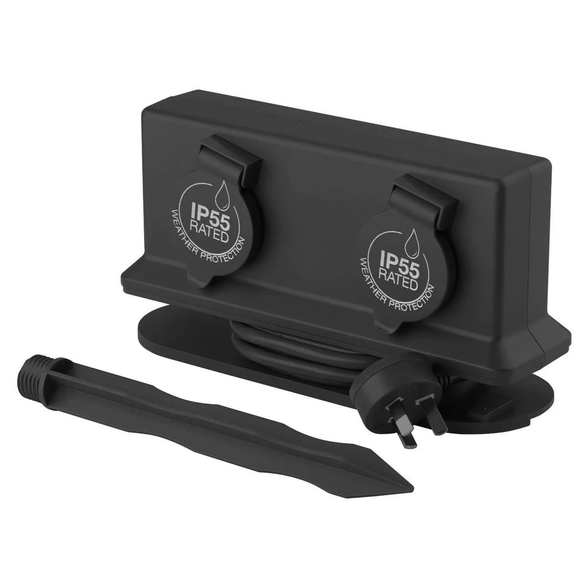 Arlec 2 Outlet Outdoor Powerboard 1.8m - Dark Grey - Weatherproof - Image 2