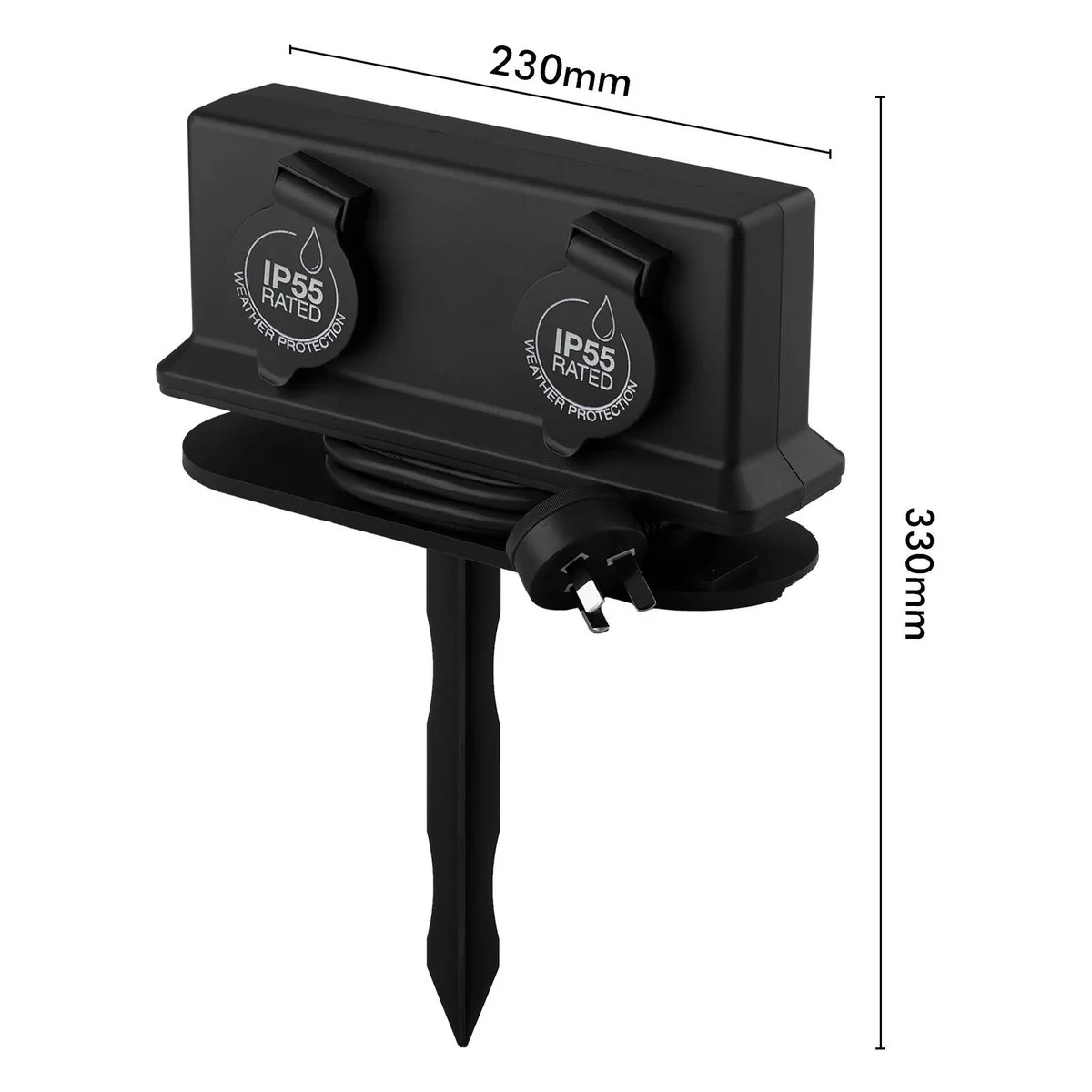 Arlec 2 Outlet Outdoor Powerboard 1.8m - Dark Grey - Weatherproof - Image 5