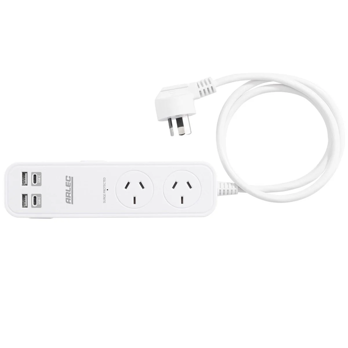 Arlec 2 Outlet Portable Powerboard - PD30W Rapid Charging USB - 55mm x 30mm x 205mm - White - Image 2