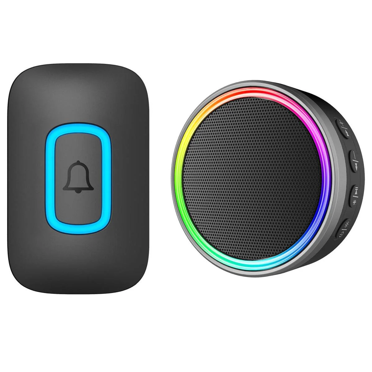 Arlec 200m Rechargeable Wireless Door Chime - Speaker - RGB LED - Black
