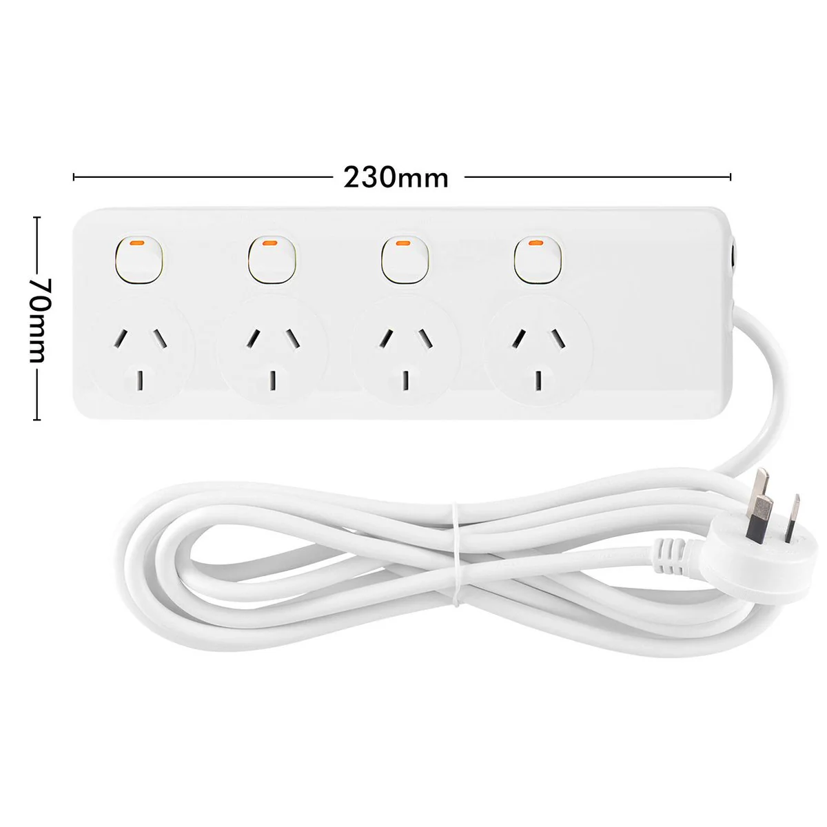 Arlec 4 Outlet Individually Switched Powerboard - 1.8m Lead - White - Safety Overload Protection - Image 4