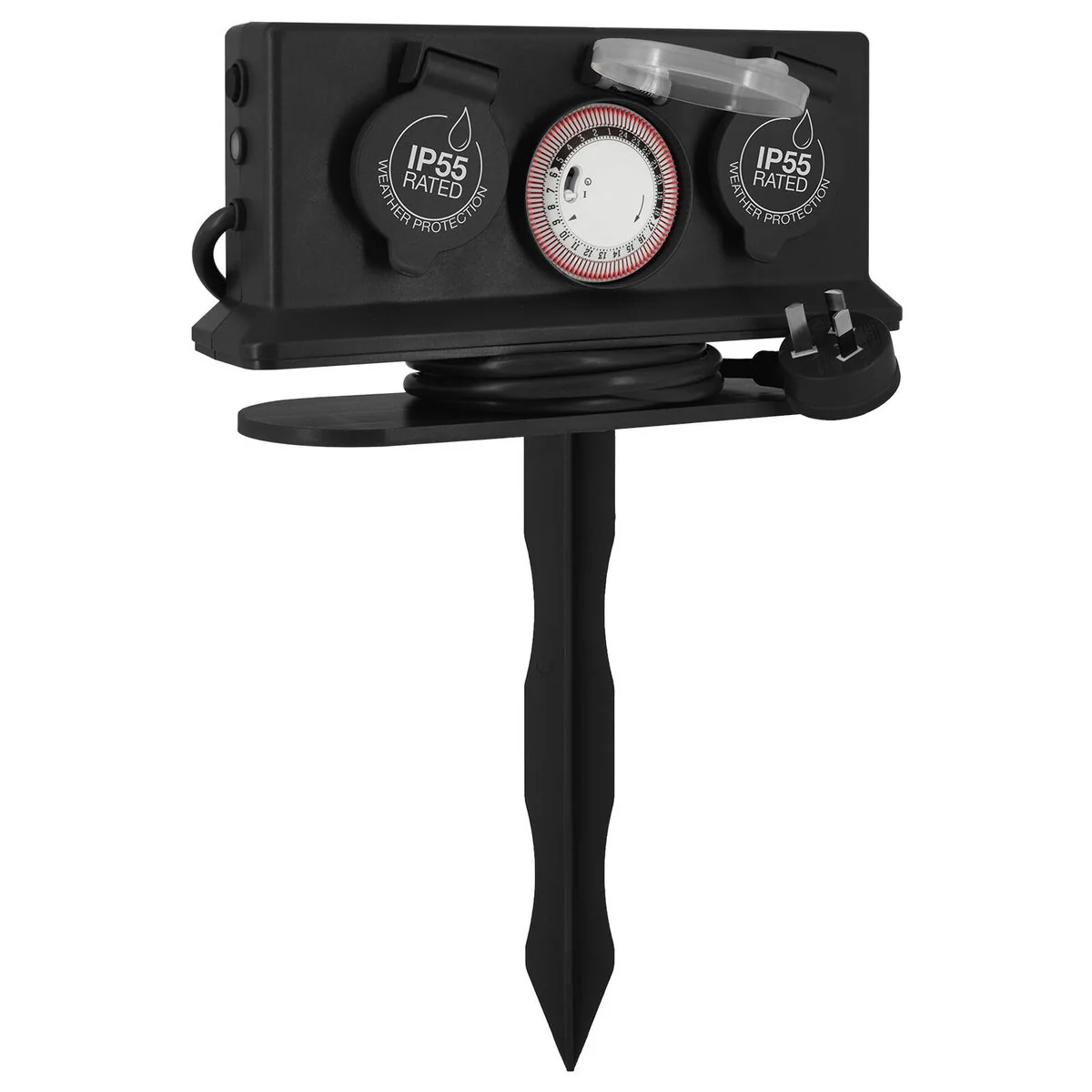 Arlec 4 Outlet Outdoor Powerboard with Timer - 1.8m - Dark Grey - Weatherproof - Image 3