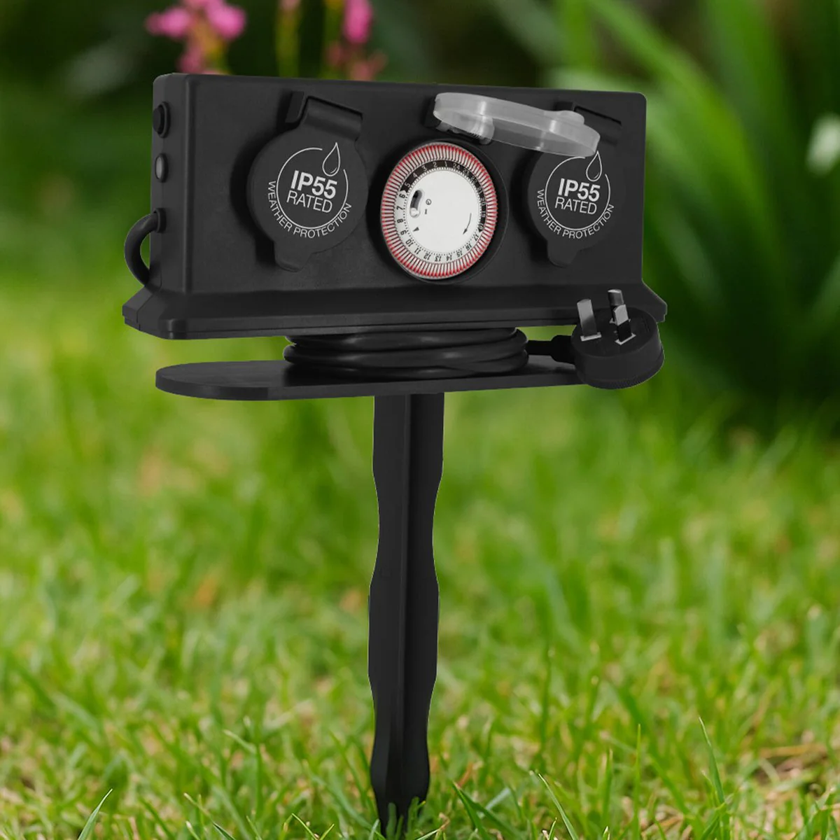 Arlec 4 Outlet Outdoor Powerboard with Timer - 1.8m - Dark Grey - Weatherproof - Image 5