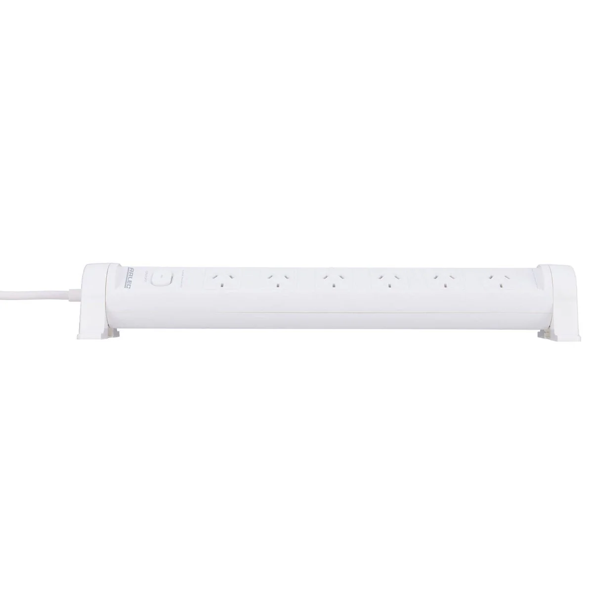 Arlec 6 Outlet Rotatable Powerboard 90mm x 410mm - Surge Protection - White - Image 2
