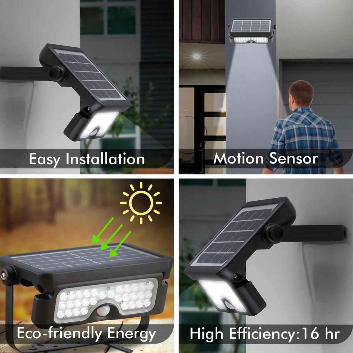 Arlec 7W Integrated Solar Powered Sensor LED Floodlight - 800 Lumens - Black - Image 3