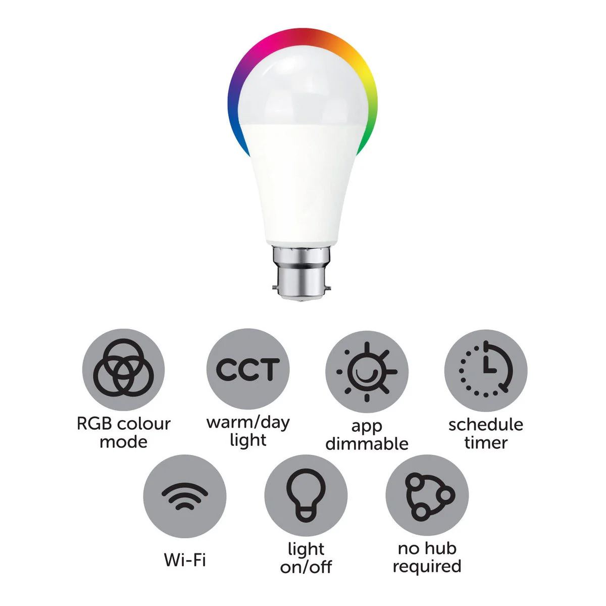 Arlec B22 LED Globe - 10W - 830lm - RGB & CCT - Smart Lighting Solution - Image 4