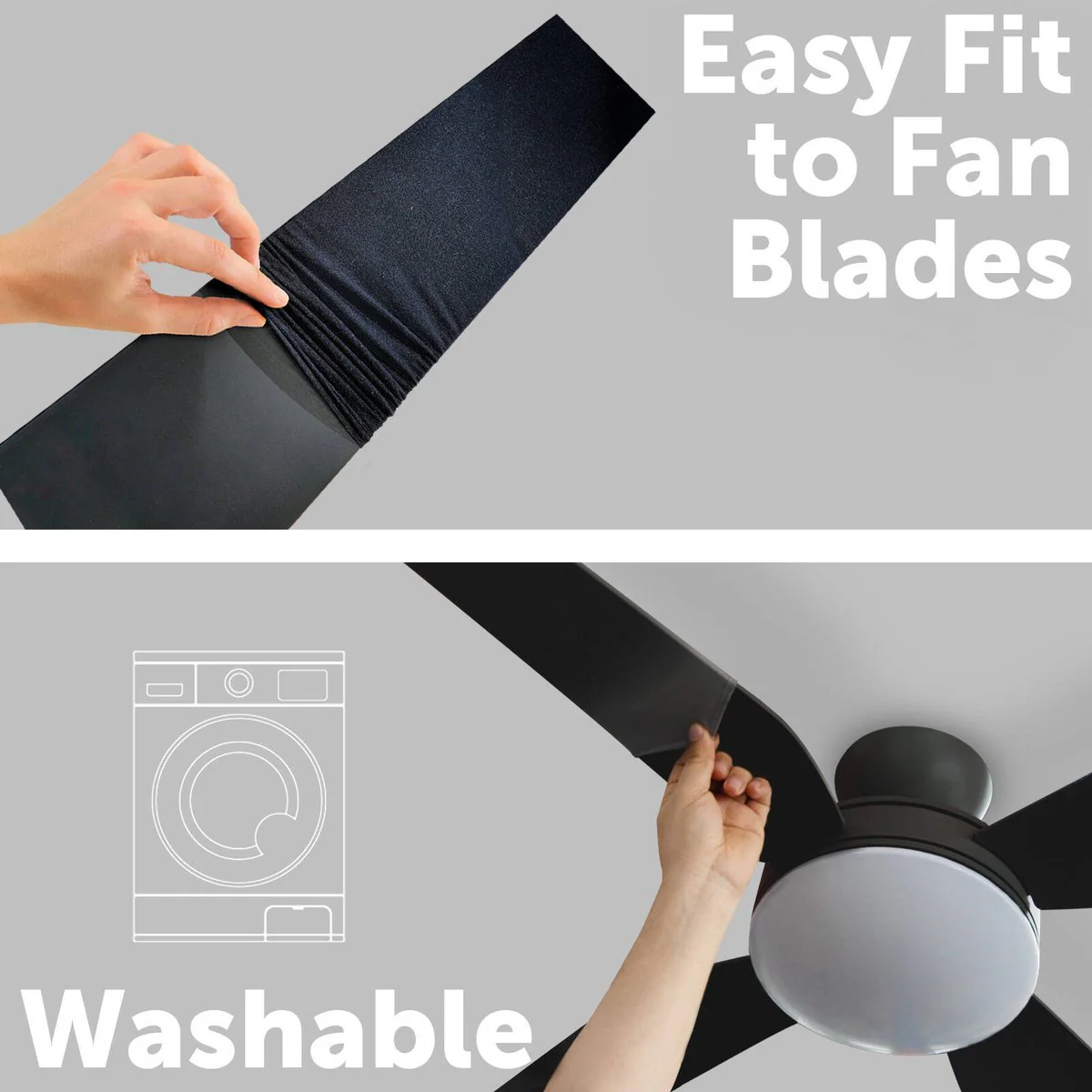 Arlec Ceiling Fan Sleeve 4 Pack - 120mm x 540mm - Black - Washable - Image 2
