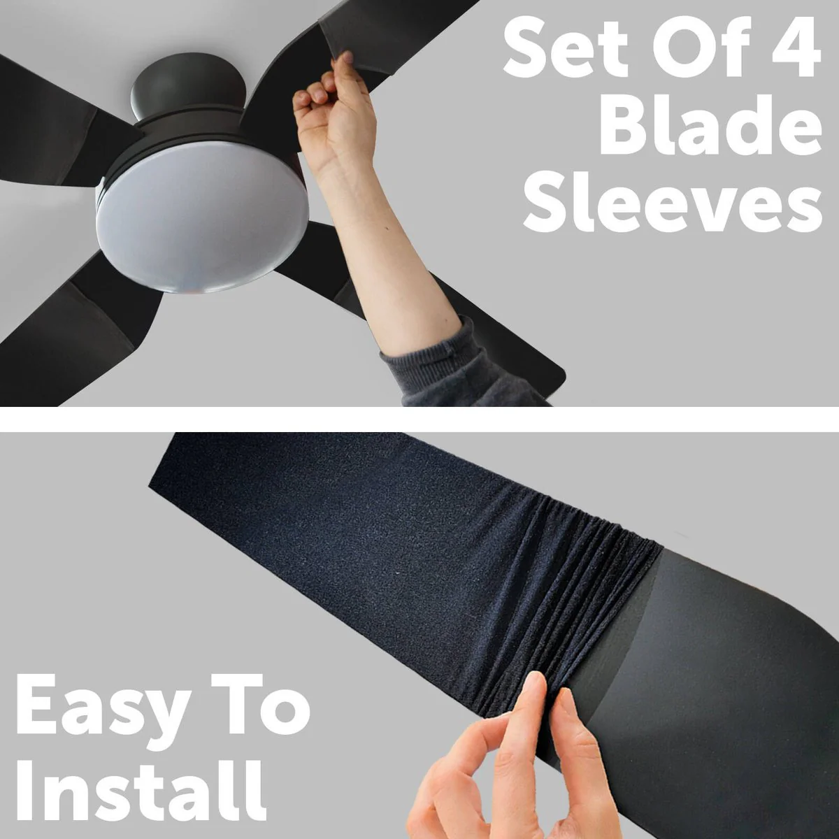 Arlec Ceiling Fan Sleeve 4 Pack - 120mm x 540mm - Black - Washable - Image 3