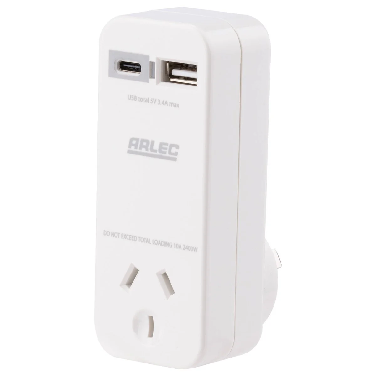 Arlec Compact Power Adapter USB 3 4A - Dual Output - 3.4A - White - Compact Design - Image 2