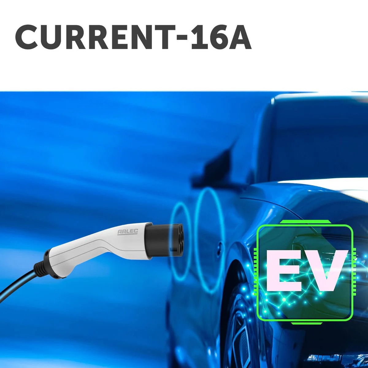 Arlec EV Charging Cable - 7m - IP65 - 11kW 16A - Type 2 Connector - Black/White - Image 2