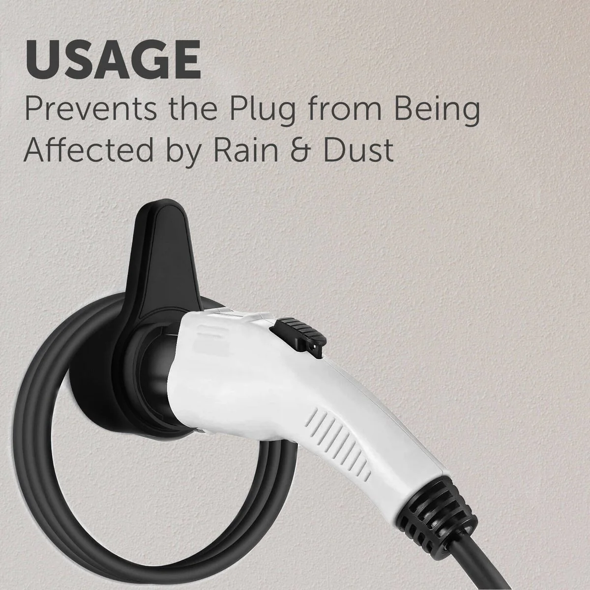 Arlec EV Wall Mount Type 2 Connector Cable Holder - 90mm x 140mm x 80mm - Black - Durable Cable Management - Image 3