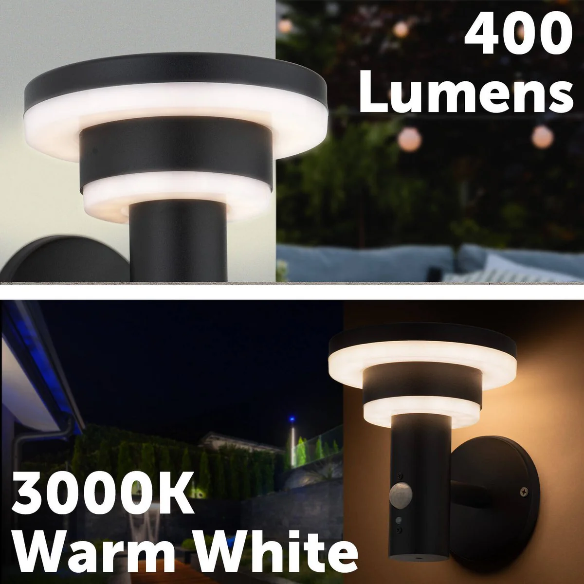 Arlec Solar LED Wall Light 18cm 400lm Black - Motion Sensor - IP44 Weatherproof - Image 3