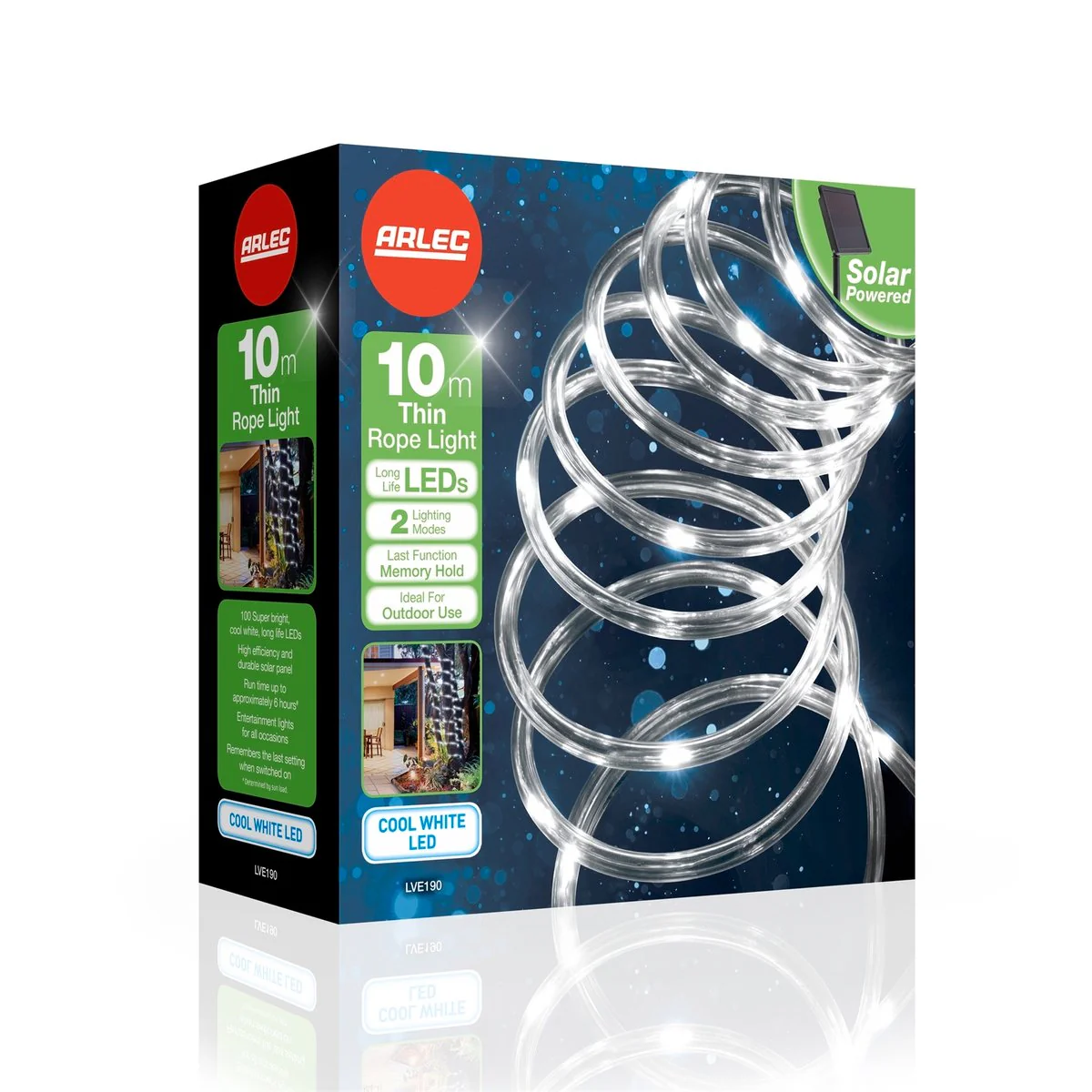 Arlec 10m Cool White Solar Powered Thin LED Rope Light - 100 LEDs - Image 2