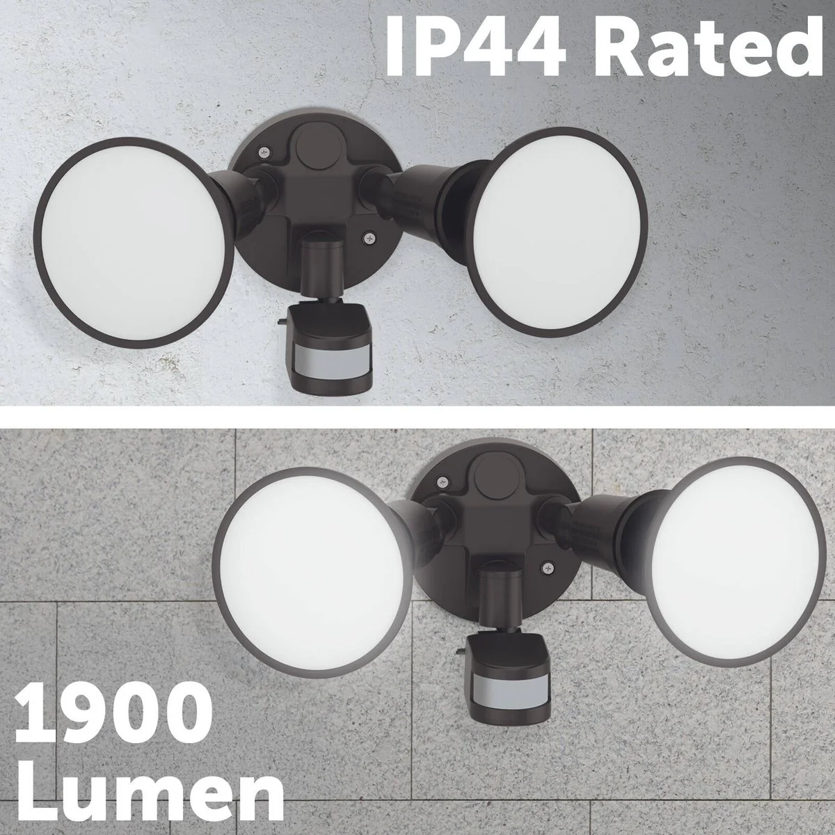 Arlec Twin Head Floodlight with Sensor - 2 x 10W - 1900 Lumens - Black - Image 3