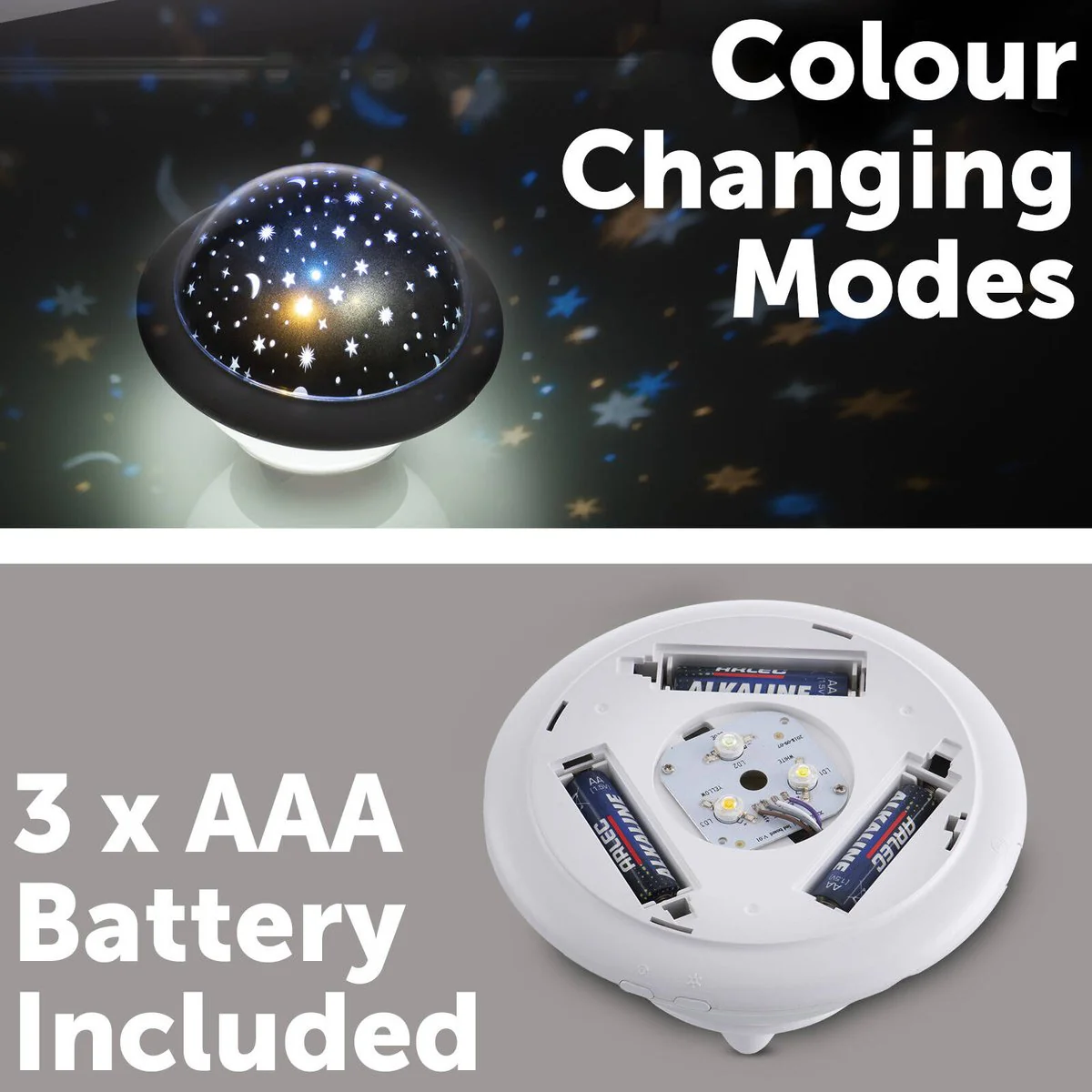 Arlec UFO LED Projector Night Light - 150mm x 130mm - White - 6 Functions - Image 3